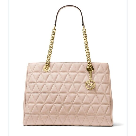 MICHAEL Kors SCARLETT Pink Satchel Large Tote HANDBAG Purse Work Party Travel - Picture 1 of 7